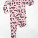 Knee-Grip Pink Dreidel Convertible Footie