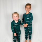 Green-dinosaurs-soft-bamboo-pajama-two-piece-kids-children