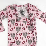 Knee-Grip Pink Dreidel Convertible Footie