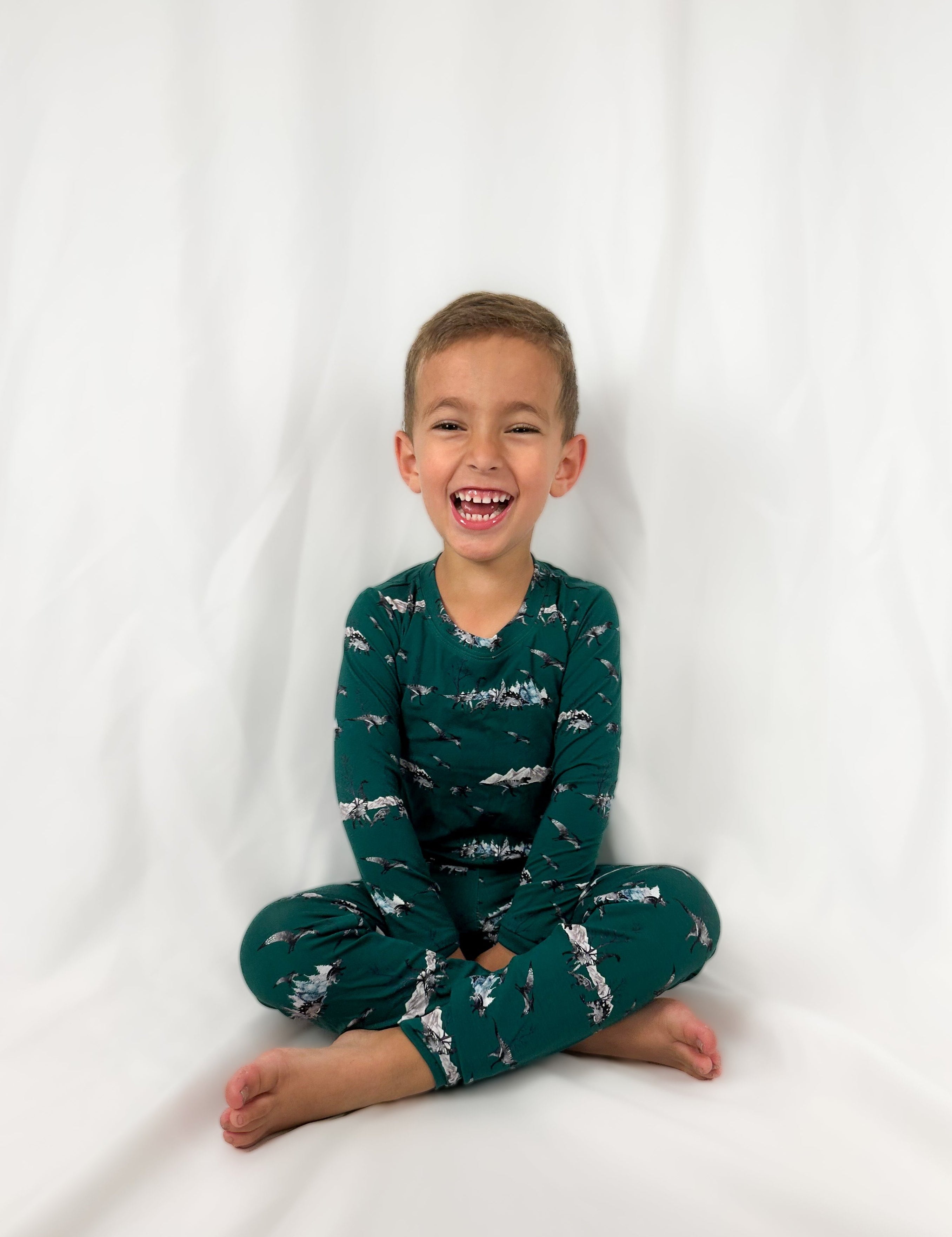 bamboo-green-two-piece-pajamas-kids-children-soft