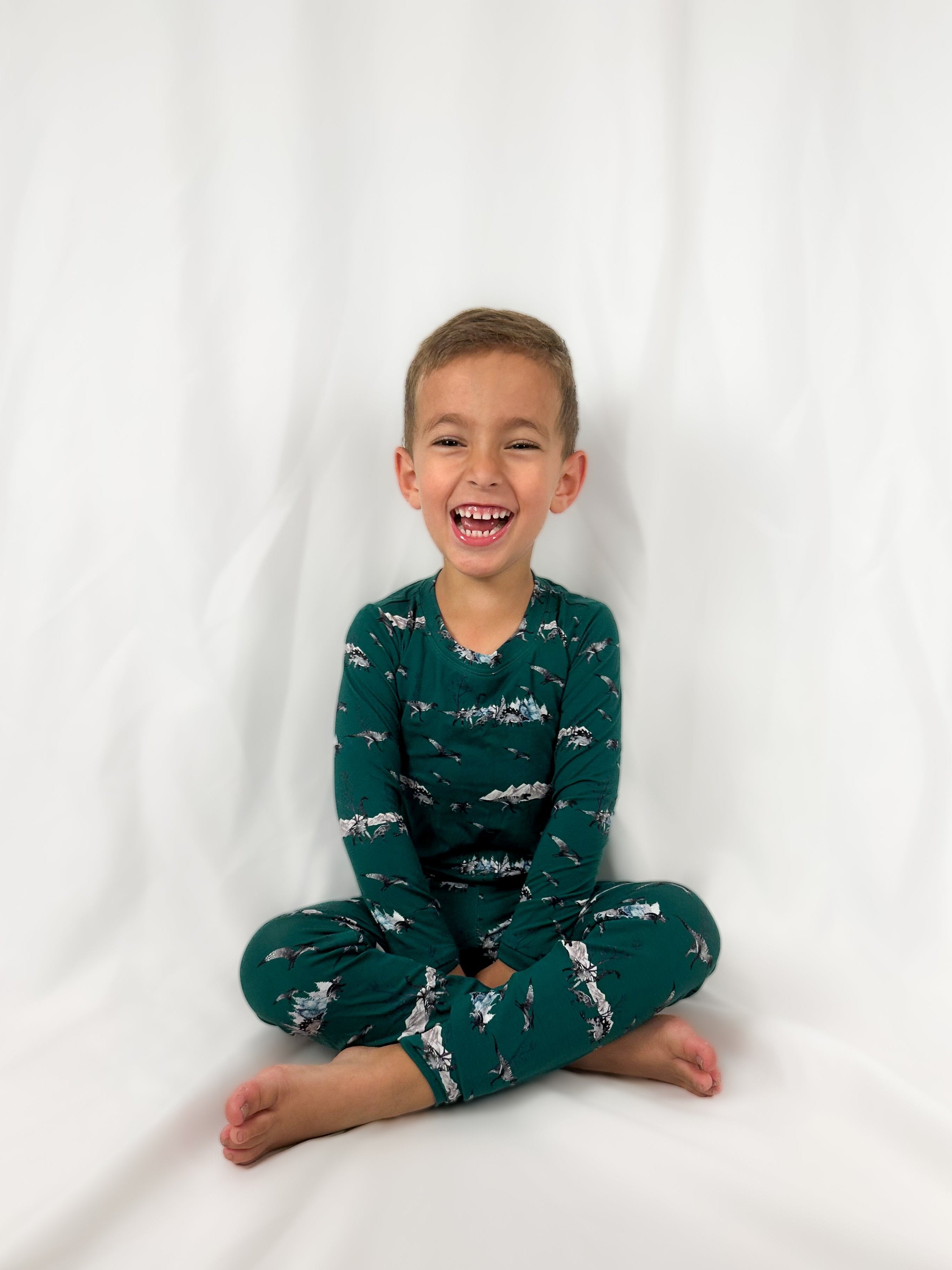 bamboo-green-two-piece-pajamas-kids-children-soft